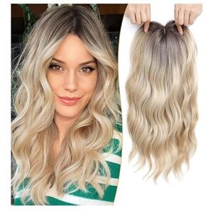 PANEWAY 16”Hair Toppers- 6.5''x6.5'' Ladies Wiglets - Ombre Dark Root to Blonde